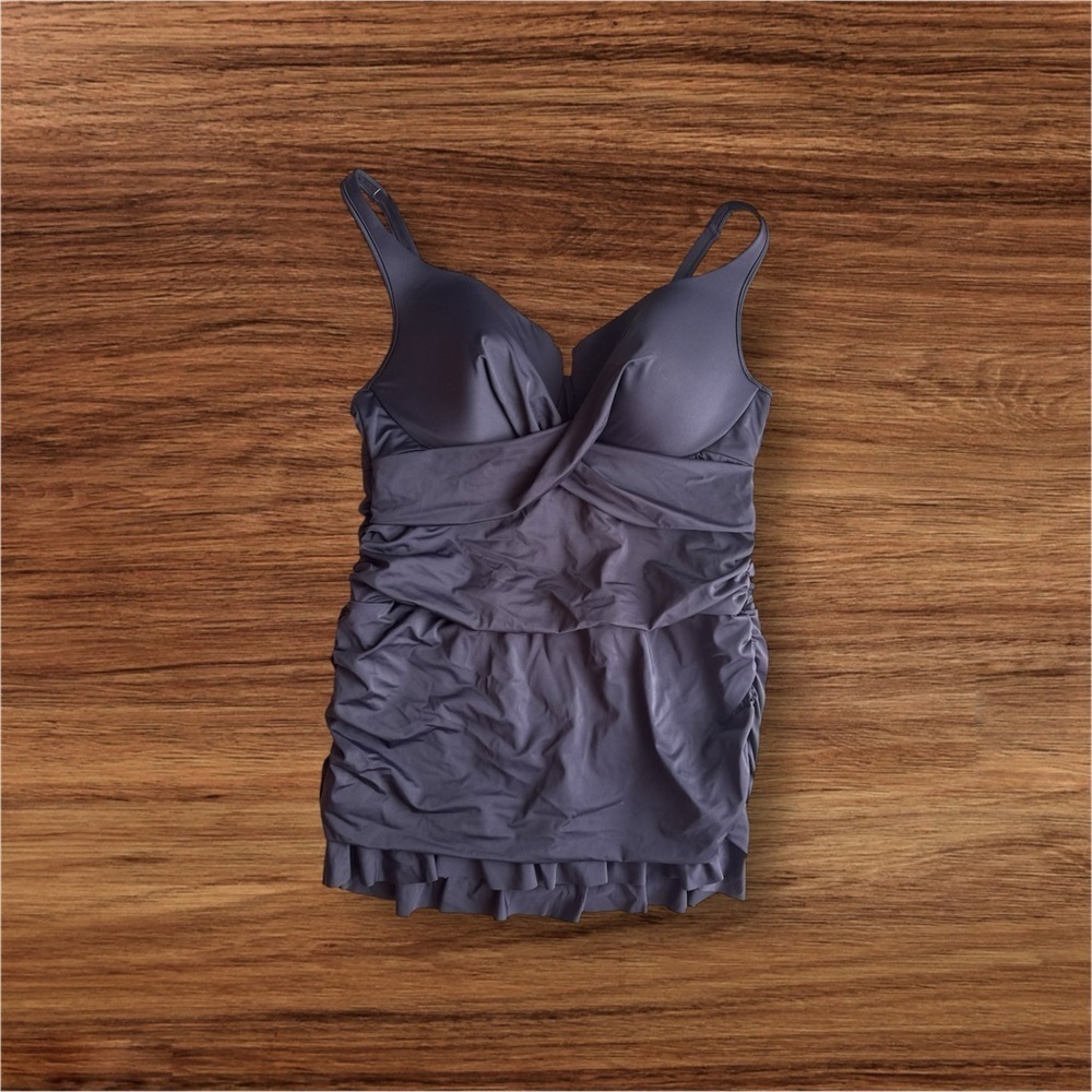 Swimsuits for All NEW Solid Black One Piece RuchedSwimsuit Dress in plus size 22